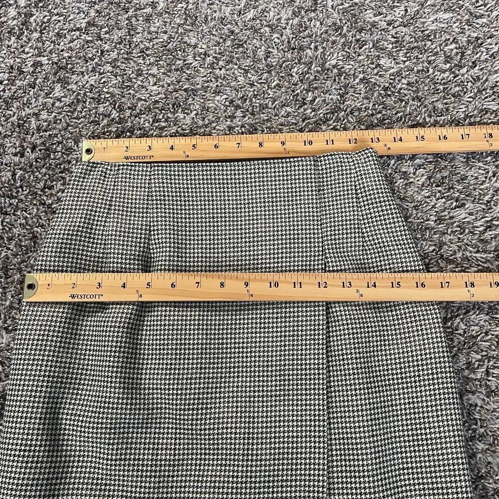 Vintage Talbots Pencil Skirt Size 6 Petite Black Gold Houndstooth Academia 90s